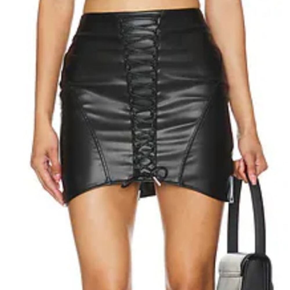 RTA Bendita Skirt Lace Up Detail Black Women's Size 28 New With Tags Condition